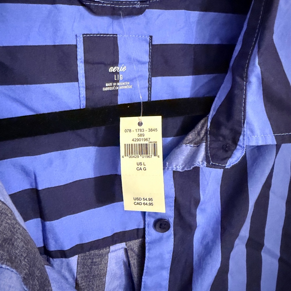 Aerie Women’s Blue Striped Button-Up Shirt - Picture 2 of 2